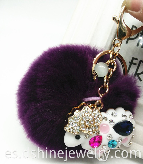 Rabbit Fur Pom Pom Ball Keychain